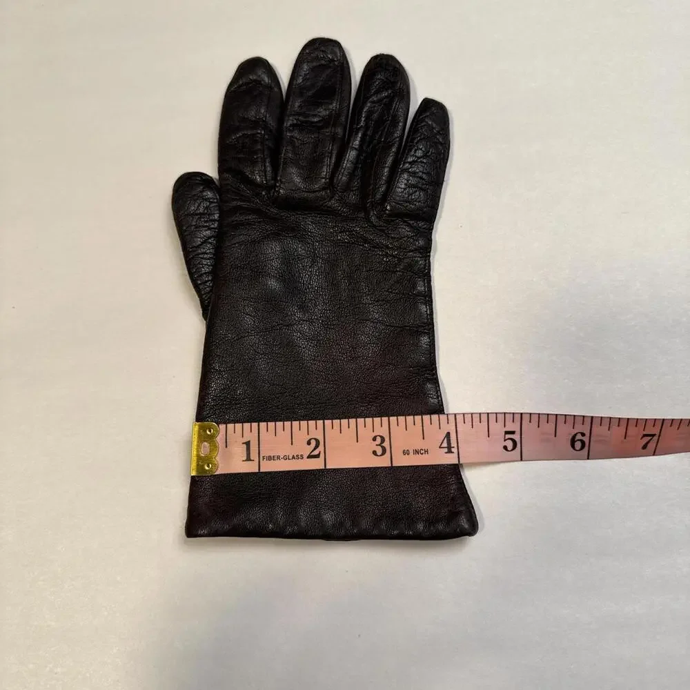 Vintage quiet Luxury brown Leather Gloves‎